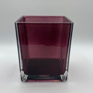 Teleflora Deep Purple/Maroon Square Glass Cube Vase